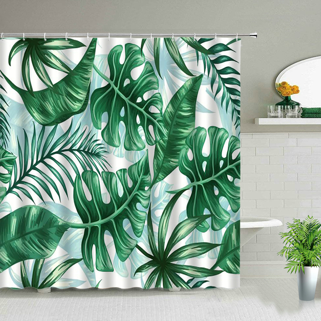 ACMDL Leaves Shower Curtain Monstera Leaf Tropical Plant Spring ...