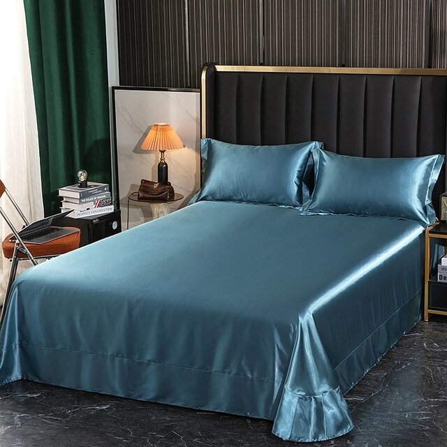 ACMDL Mulberry Silk Flat Sheet Solid Color Bed Sheet High Quality King Size Bedding Sheet Home