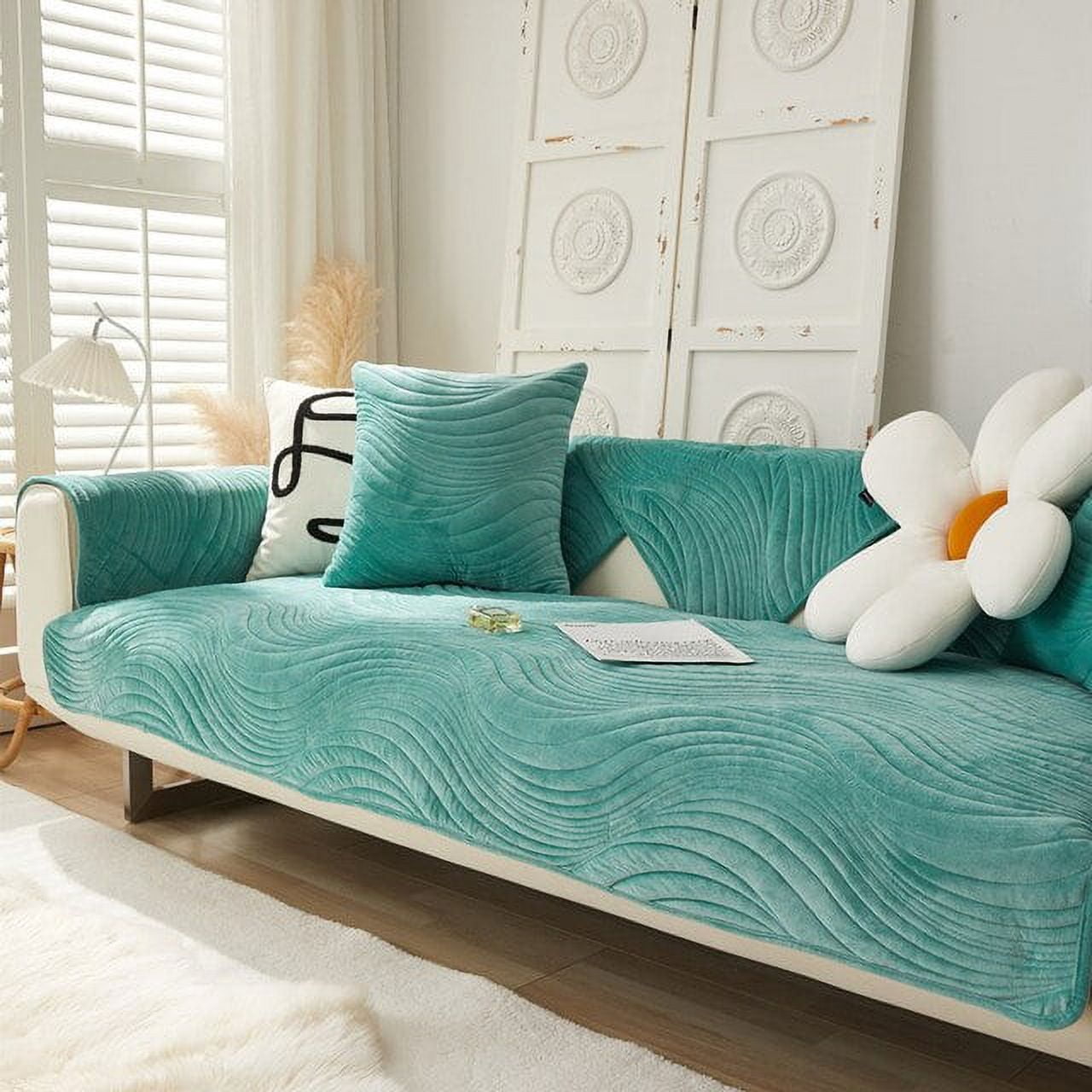 ACMDL Plush Chaise Lounge Sofa Cover Pets Kid Mat Sofa Towel Sofa