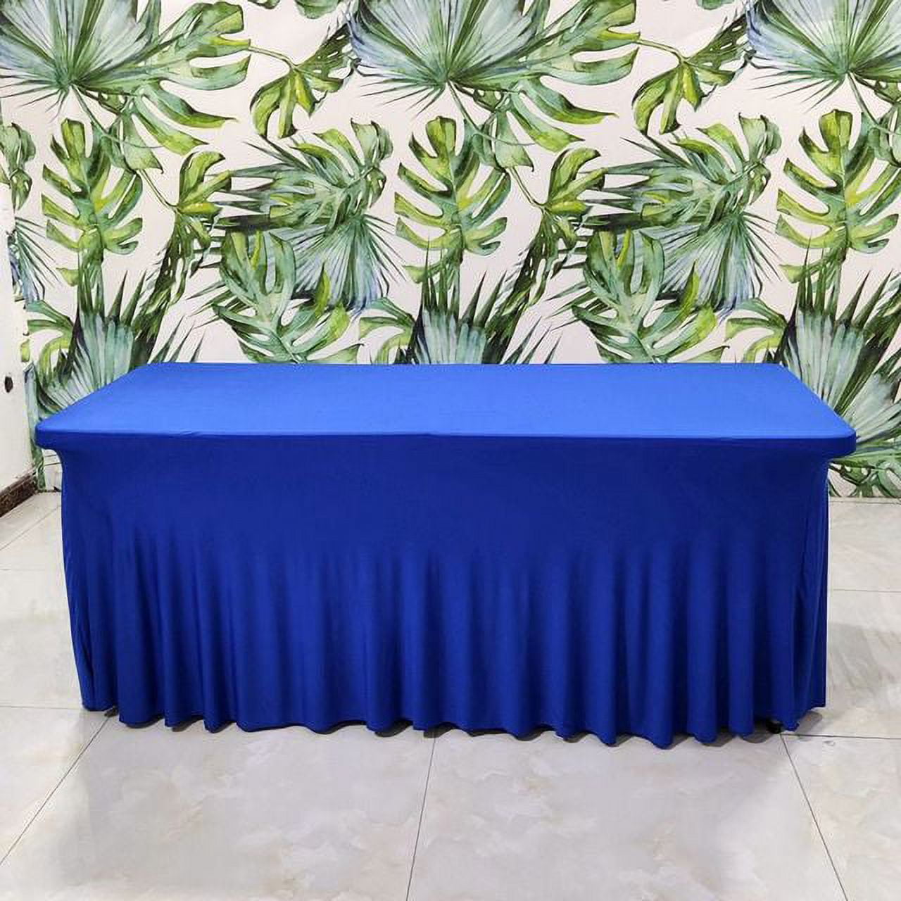 ACMDL Ruffled Spandex Wedding Table Cover Stretch Long Bar Table Cloth