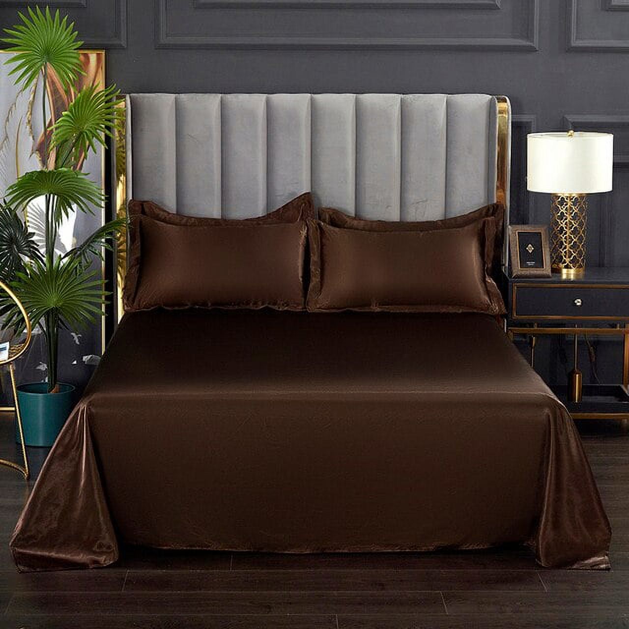 ACMDL Sheet Solid Color Bedsheet Rayon Satin Fabric Bed Sheet Queen King Size Bedclothes Sheet