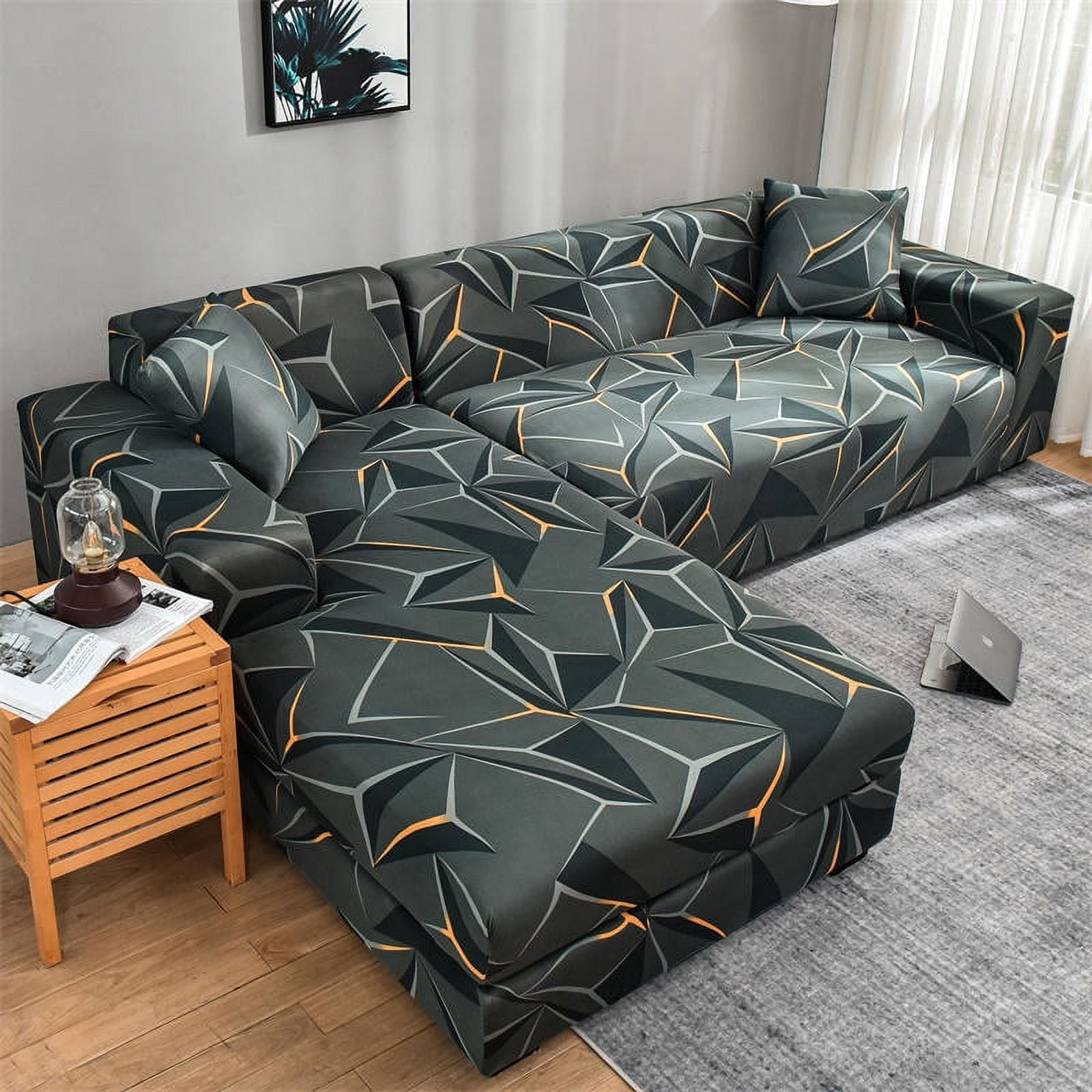 ACMDL Sofa Cover Slipcover Printed L Shape Corner Couch Cover for