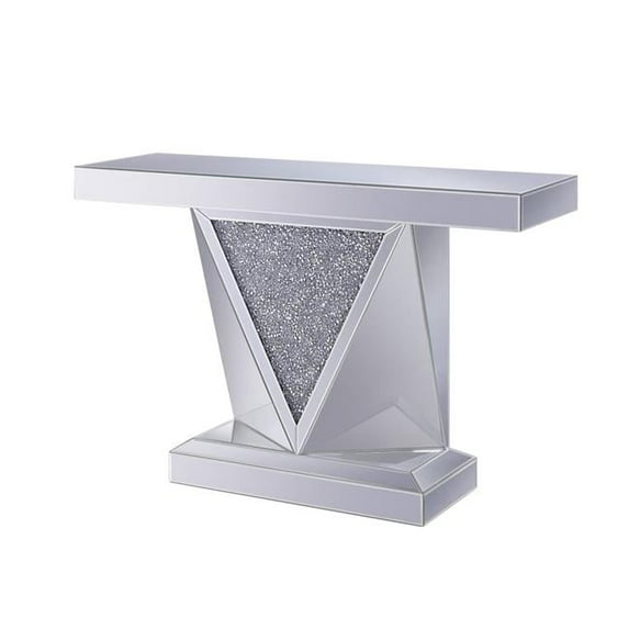 ACME 2 Piece Noralie Console Table, Mirrored & Faux Diamonds - 31 x 47 x 14 in.