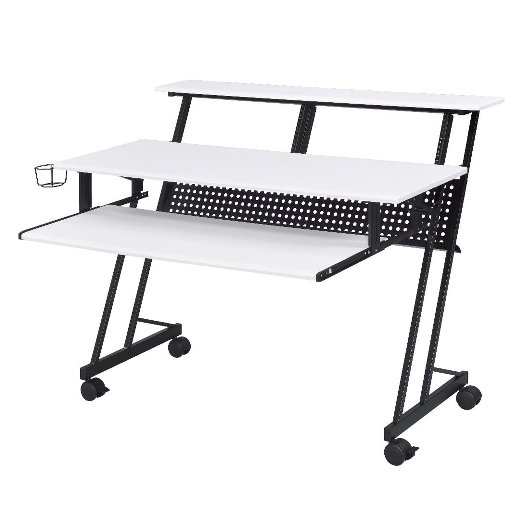 Suitor 53'' White Wood Music Studio Desk with Keyboard Tray