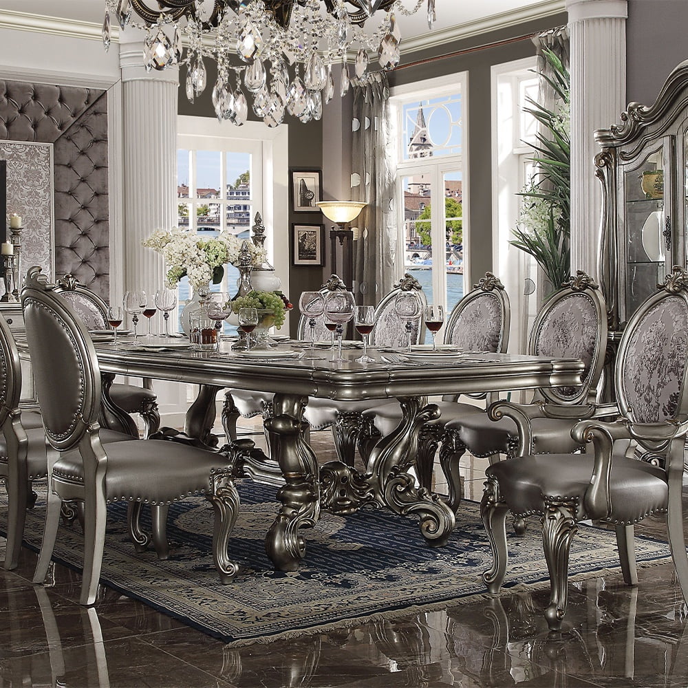 Antique Platinum Extendable Rectangular Wood Dining Table