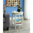 thumbnail image 1 of ACME Aberta Round Wooden End Table with Bottom Shelf in Antique White, 1 of 5