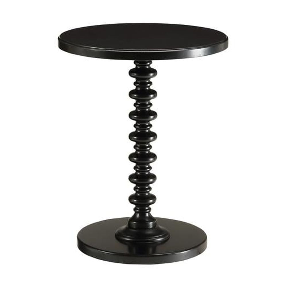 Black Round Wood Pedestal Side Table