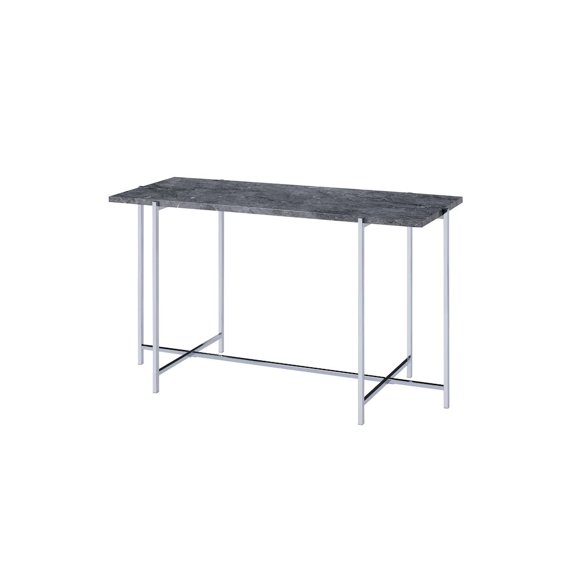 Acme Adelae Sofa Table Engineered Stone Top & Chrome