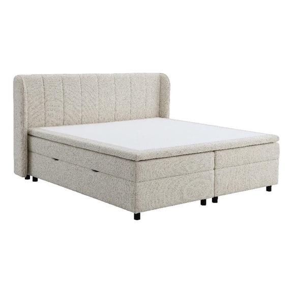 ACME Adonia Queen Bed with Storage in Beige Chenille