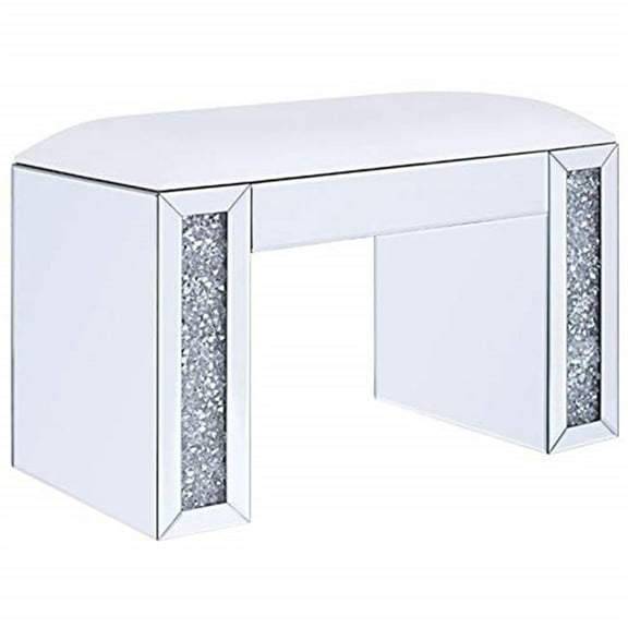 ACME Adult Contemporary Glamour Mirrored Top and Faux Diamond Inlay Clear