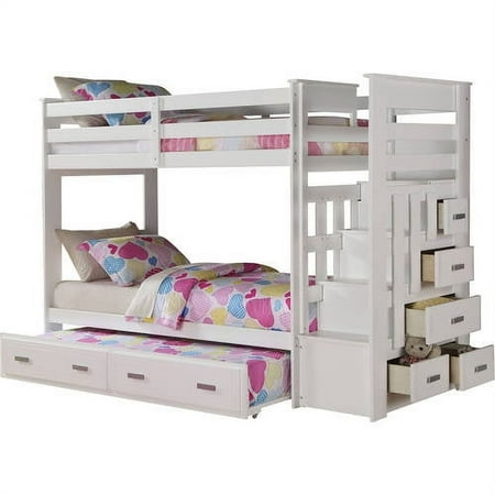 ACME Allentown Twin over Twin Bunk Bed with Storage, White