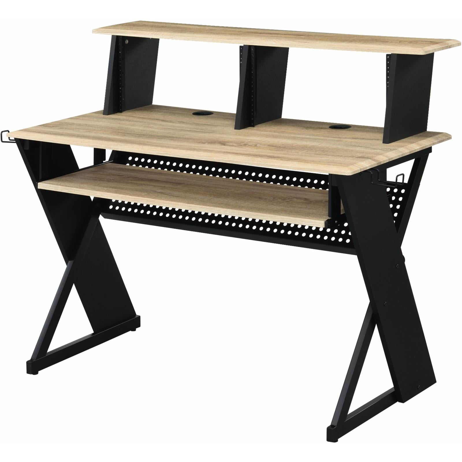 Natural and Black Studio Desk with Keyboard Tray
