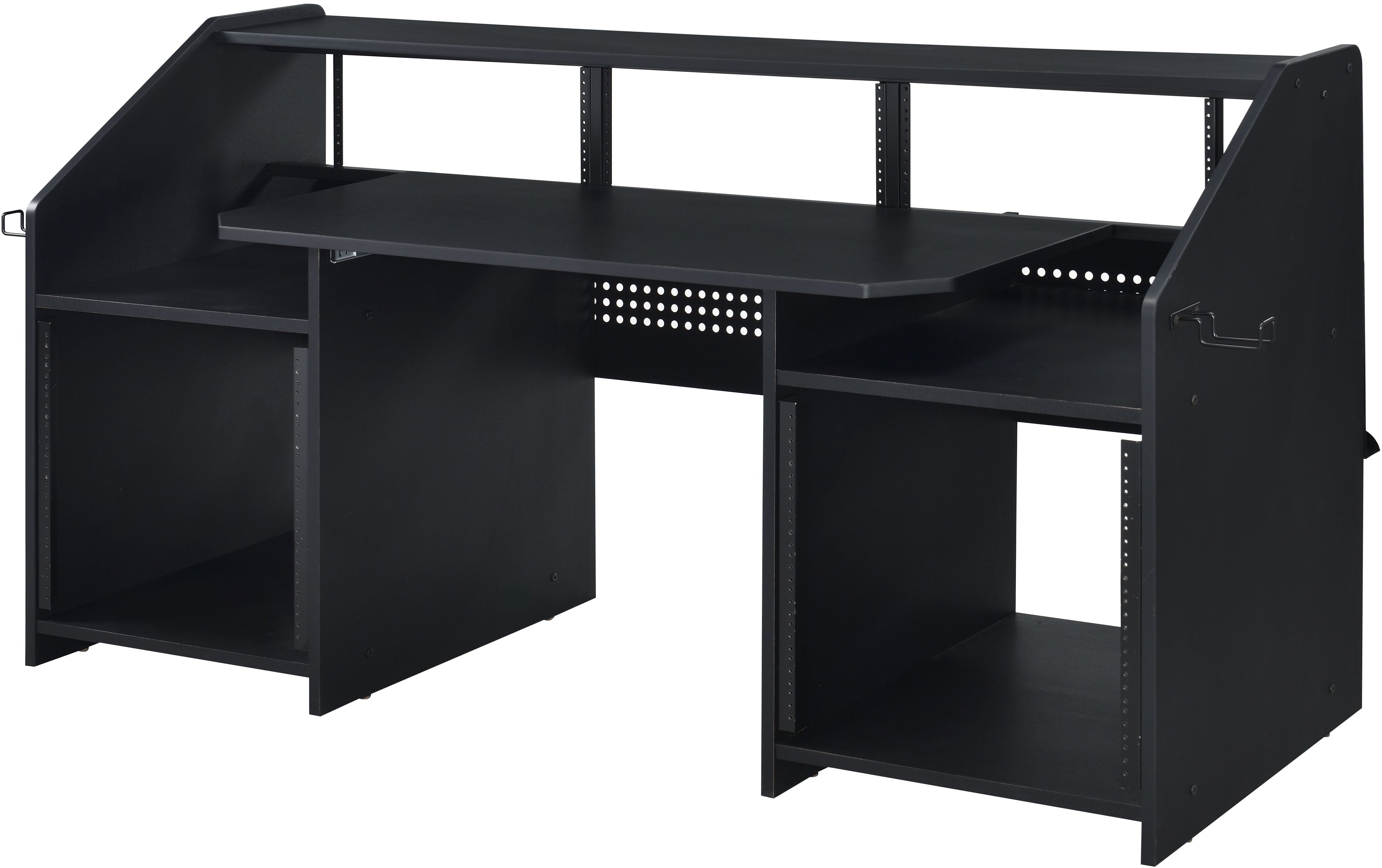 Studio Black 71" Music Desk with Keyboard Tray and Headphone Hooks