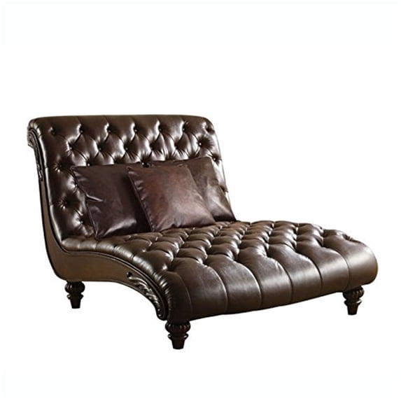 ACME Anondale Chaise w/3Pillows, 2-Tone Brown PU