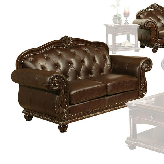 ACME Anondale Loveseat in Espresso Top Grain Leather Match and Cherry