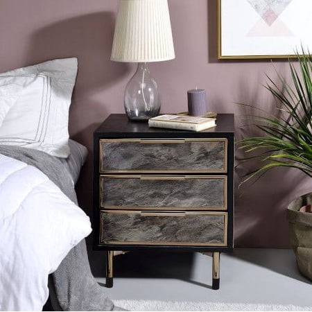 ACME Arbyrd Rectangular Accent Table in Black and Champagne