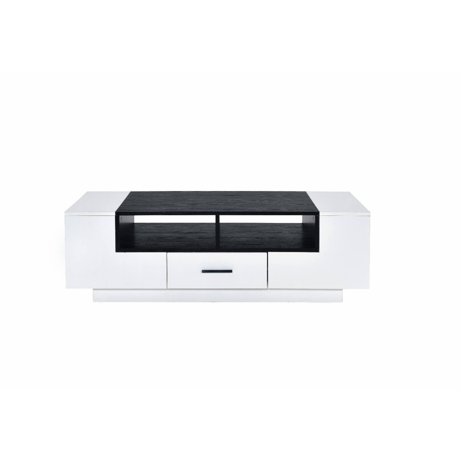 White and Black Rectangular Wood Coffee Table with Storage