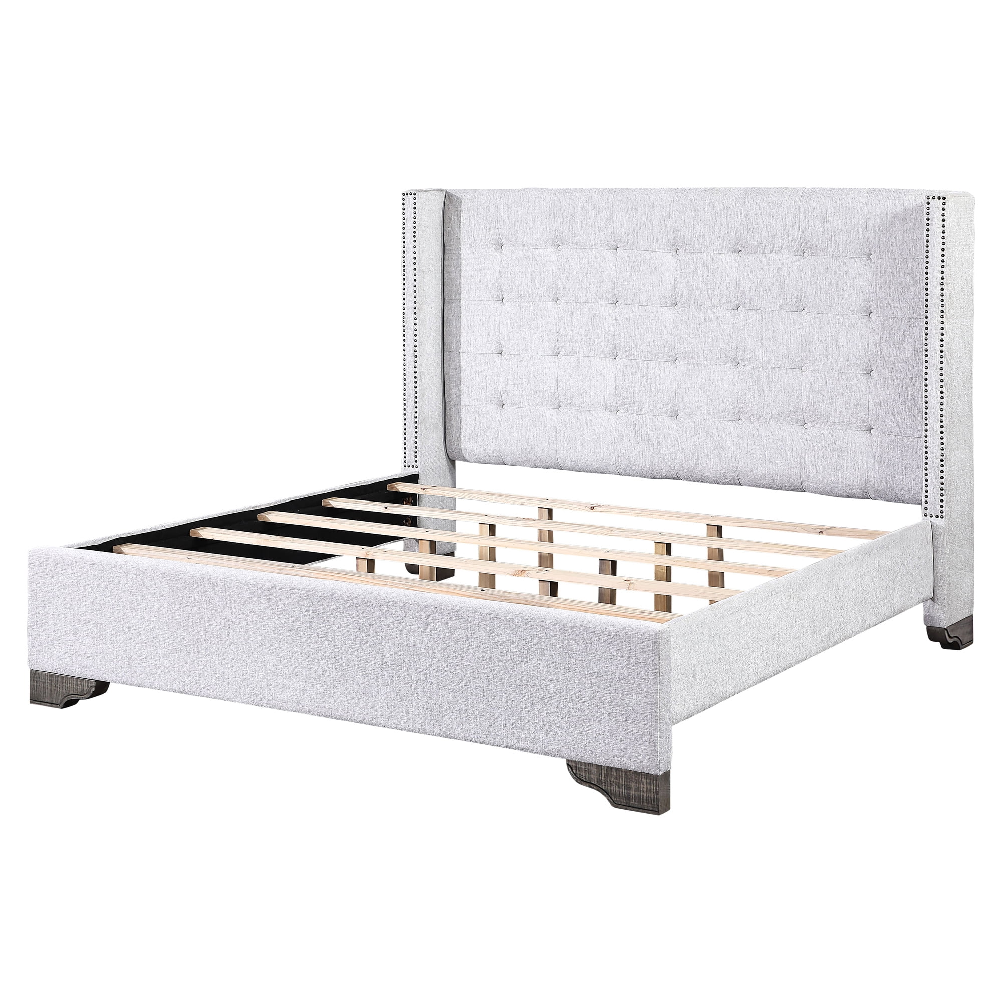 Artesia Queen Bed with Wingback Design and Faux Leather Upholstery