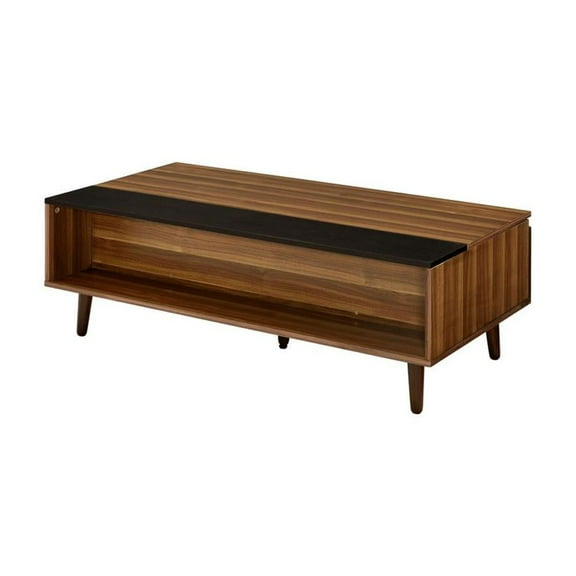 ACME Avala Rectangular Wooden Coffee Table with Lift Top in Walnut and Black