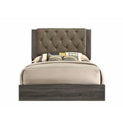 ACME Avantika Queen Bed in Fabric & Rustic Gray Oak
