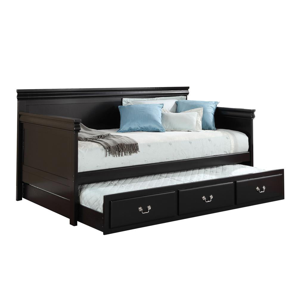 Transitional Black Twin Daybed Frame with Drawer Option