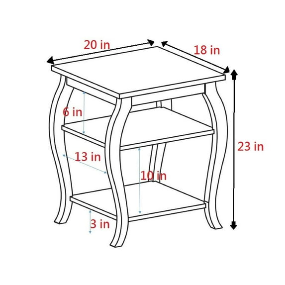 ACME Becci Square Wooden Top End Table with 2 Shelves in Black