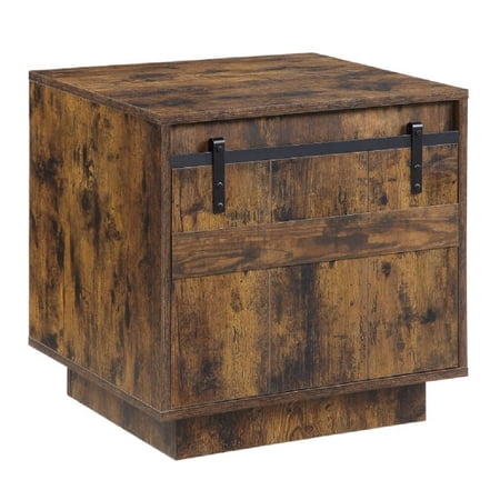 ACME Bellarosa Wooden Rectangular Storage End Table in Rustic Oak