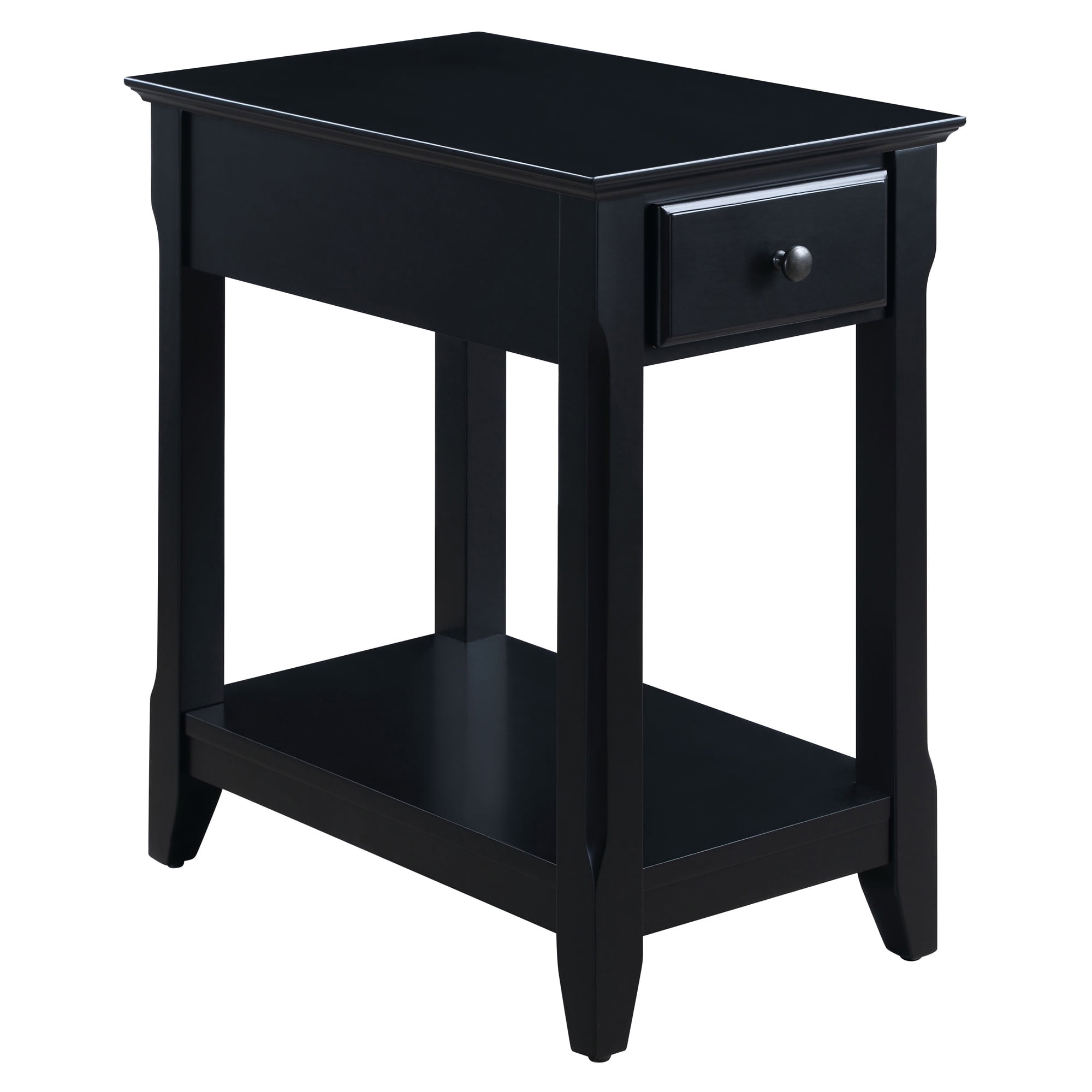 Bertie Black Wood Rectangular Accent Table with Storage