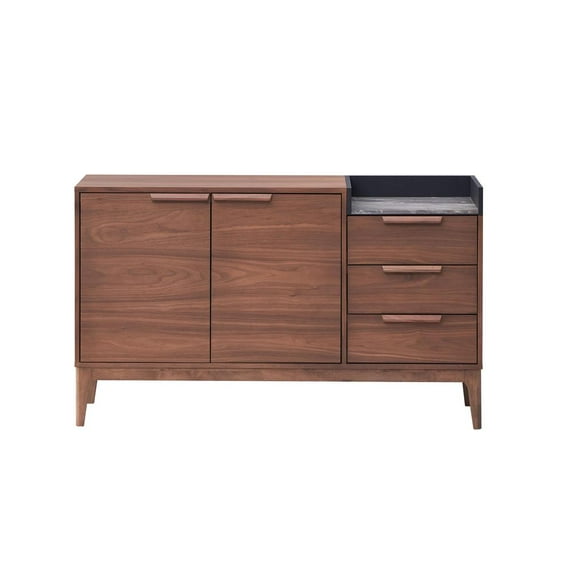 ACME Bevis Scandinavian Modern Wooden/Stone Server in Walnut and Gray