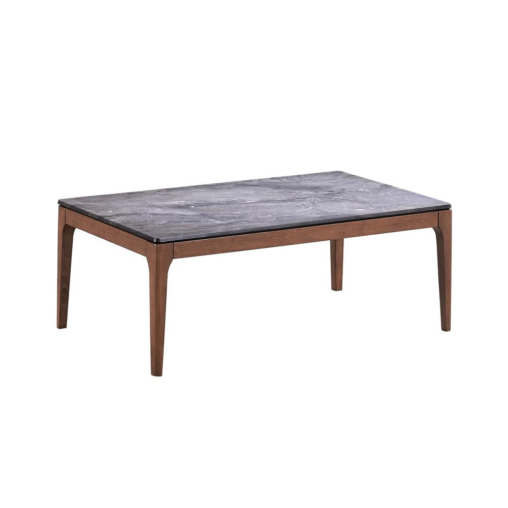 Bevis 47'' Dark Gray Engineered Stone and Walnut Coffee Table