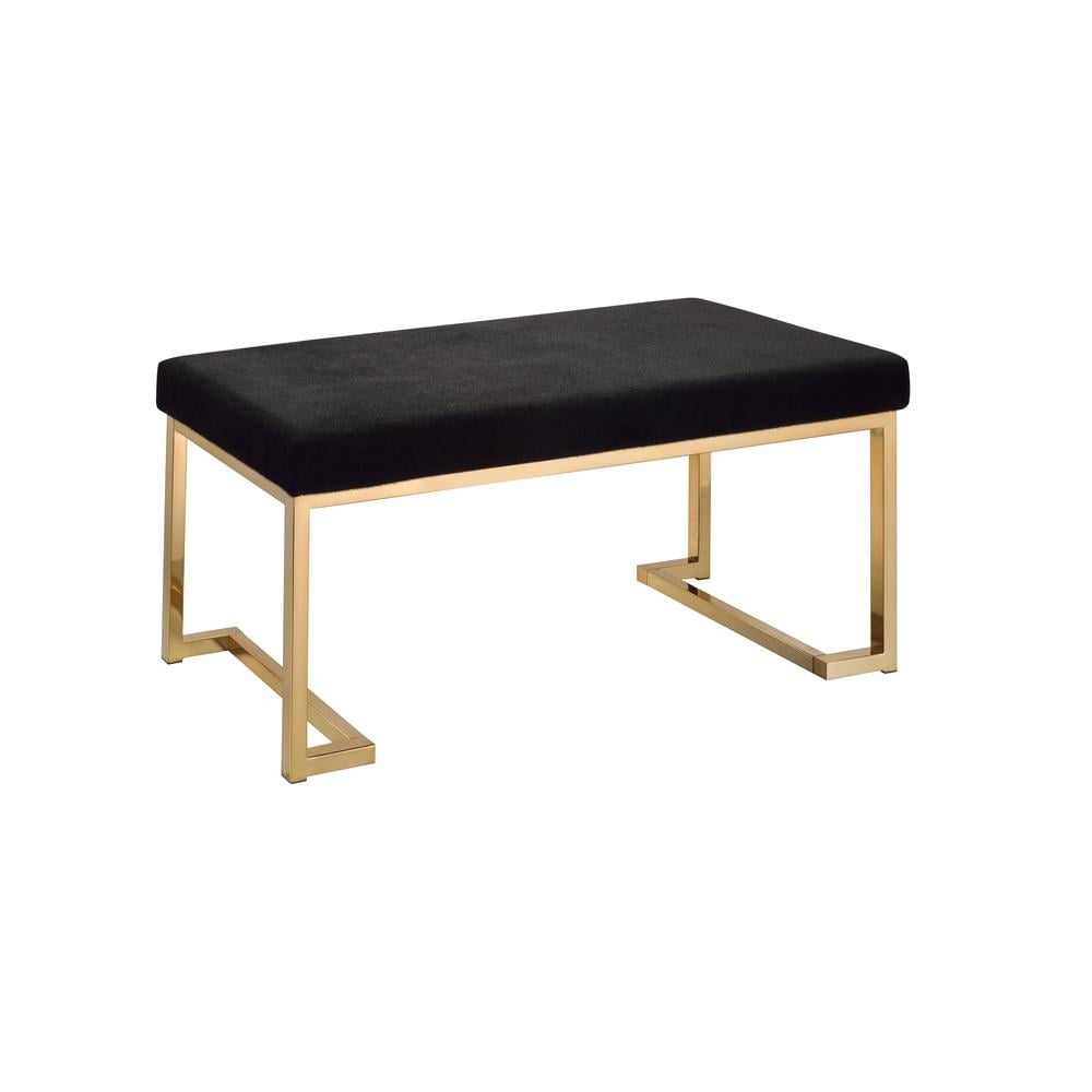 Black Polyester Bench with Champagne Gold Metal Base