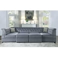 thumbnail image 1 of ACME Bois II Velvet Upholstered Button Tufted Wedge Chair in Gray, 1 of 11