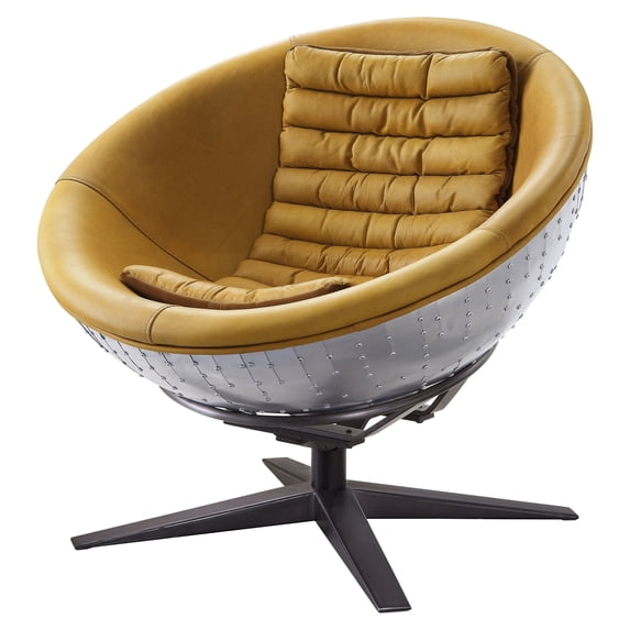 ACME Brancaster Armless Accent Chair in Turmeric and Aluminum