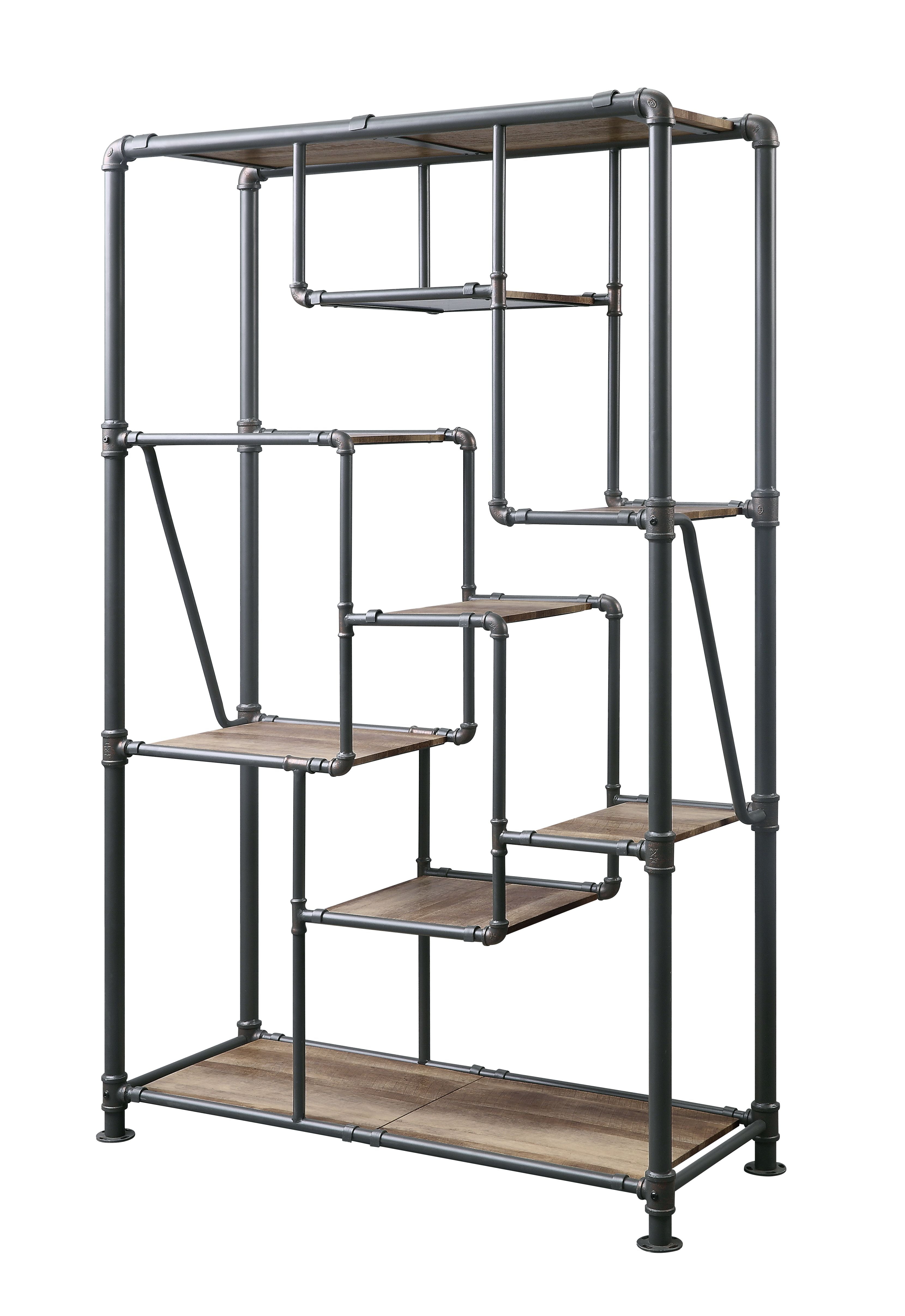Brantley Antique Oak and Sandy Gray Industrial Bookshelf