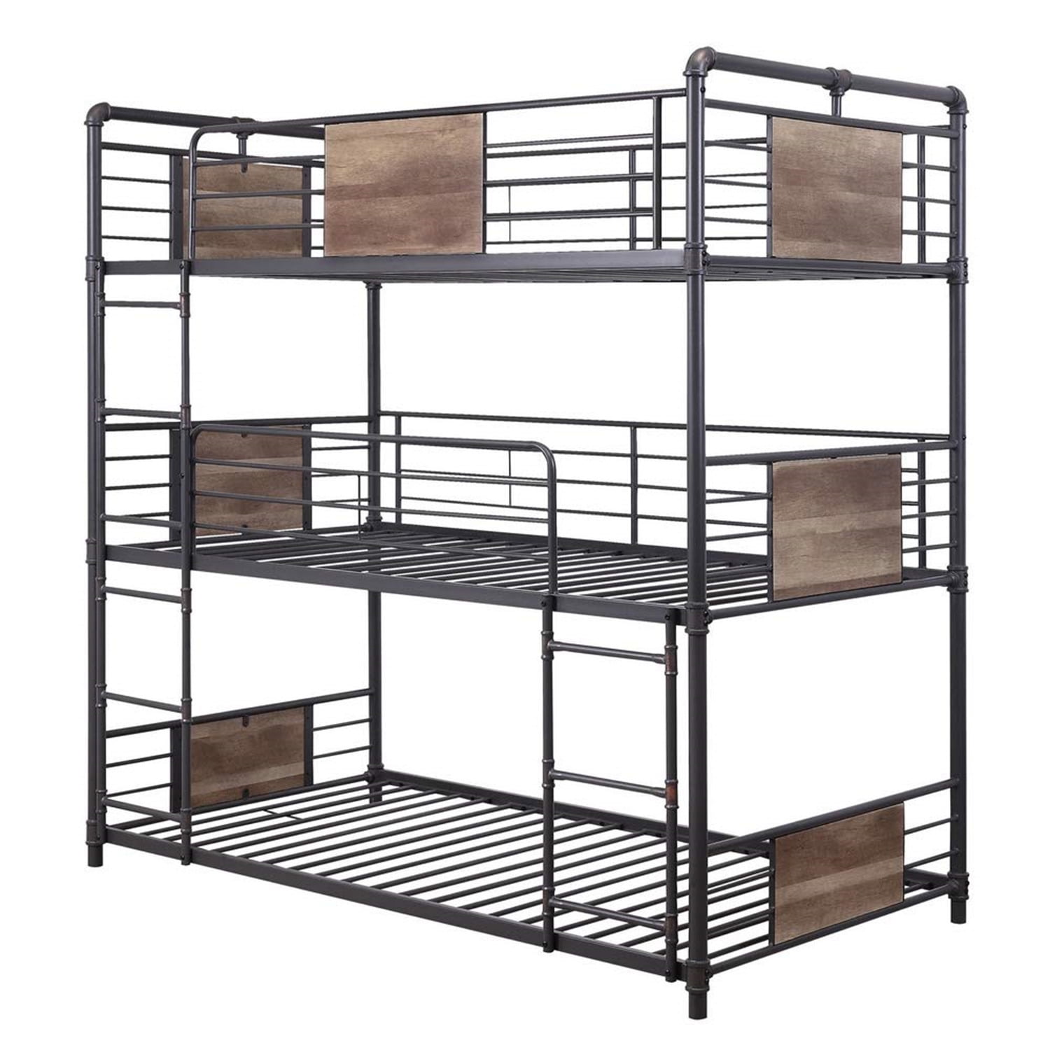 ACME Brantley Metal Frame Triple Bunk Bed in Sandy Black