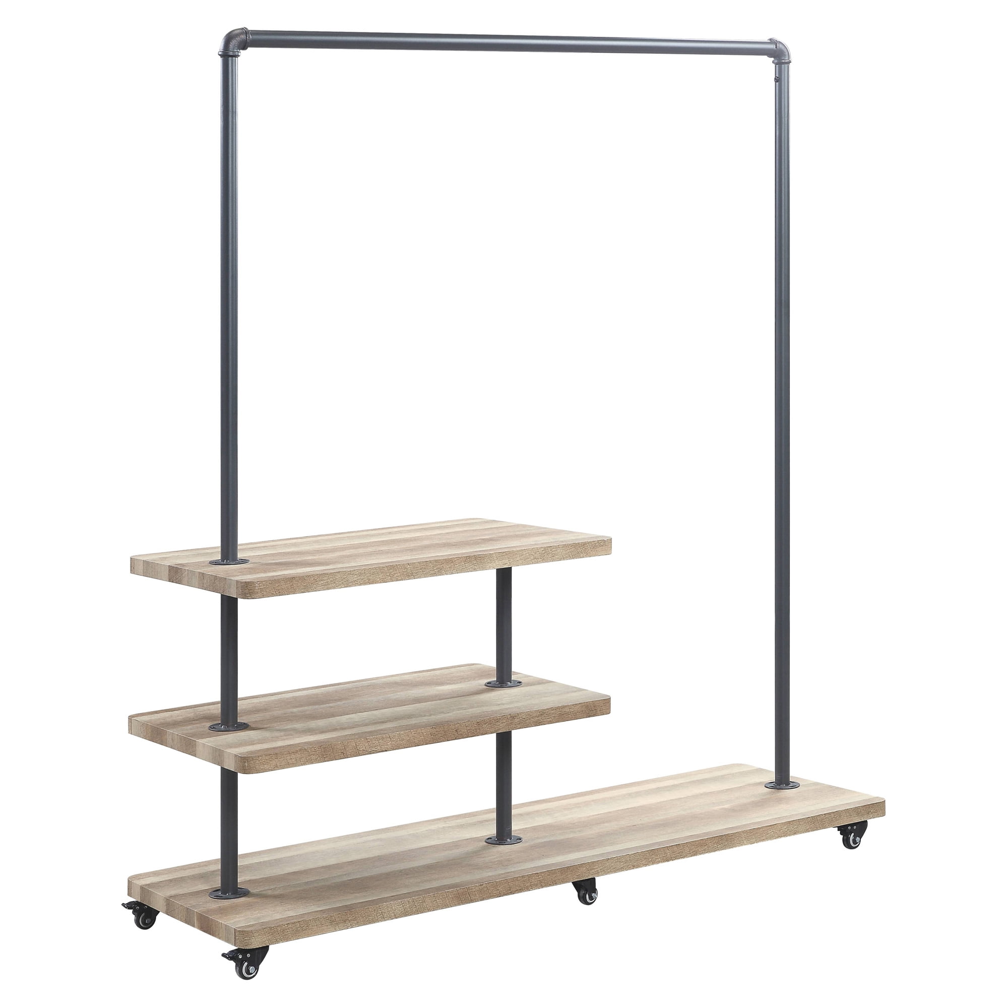 ACME Brantley Storage Hanger Rack in Oak and Sandy Gray - Walmart.com