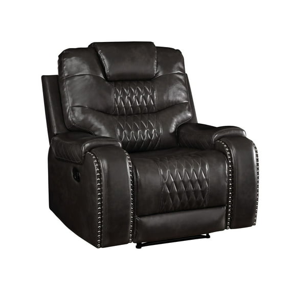 ACME Braylon Faux Leather Tufted Motion Recliner in Magnetite Black