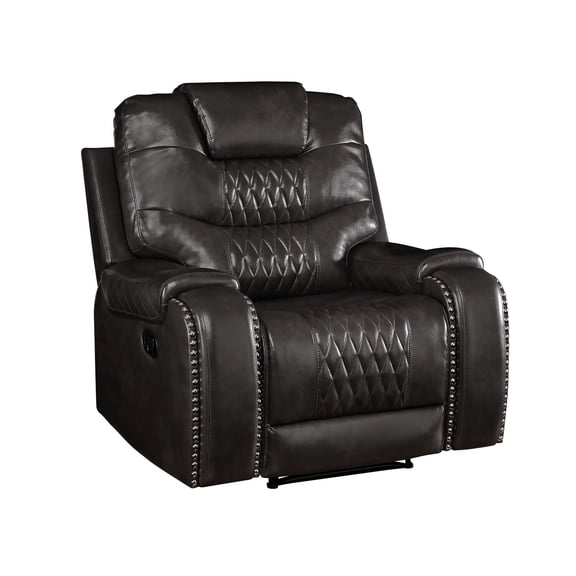 ACME Braylon Faux Leather Tufted Motion Recliner in Magnetite Black