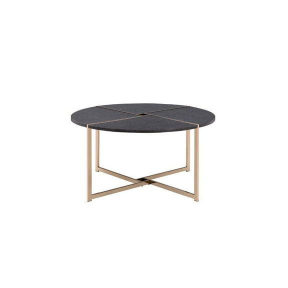 ACME Bromia Round Wooden Coffee Table in Black and Champagne