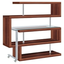 ACME Buck II Writing Desk with Shelf in Clear and Walnut High Gloss