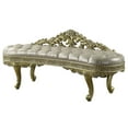 thumbnail image 1 of ACME Cabriole Wooden Upholstered Tufted Bench in Light Gold and Gold, 1 of 5