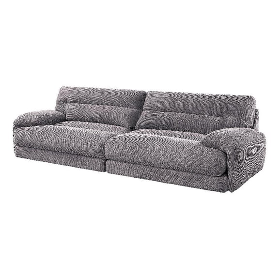 ACME Cadenza Corduroy Fabric Upholstered Rolled Armrests Loveseat in Gray