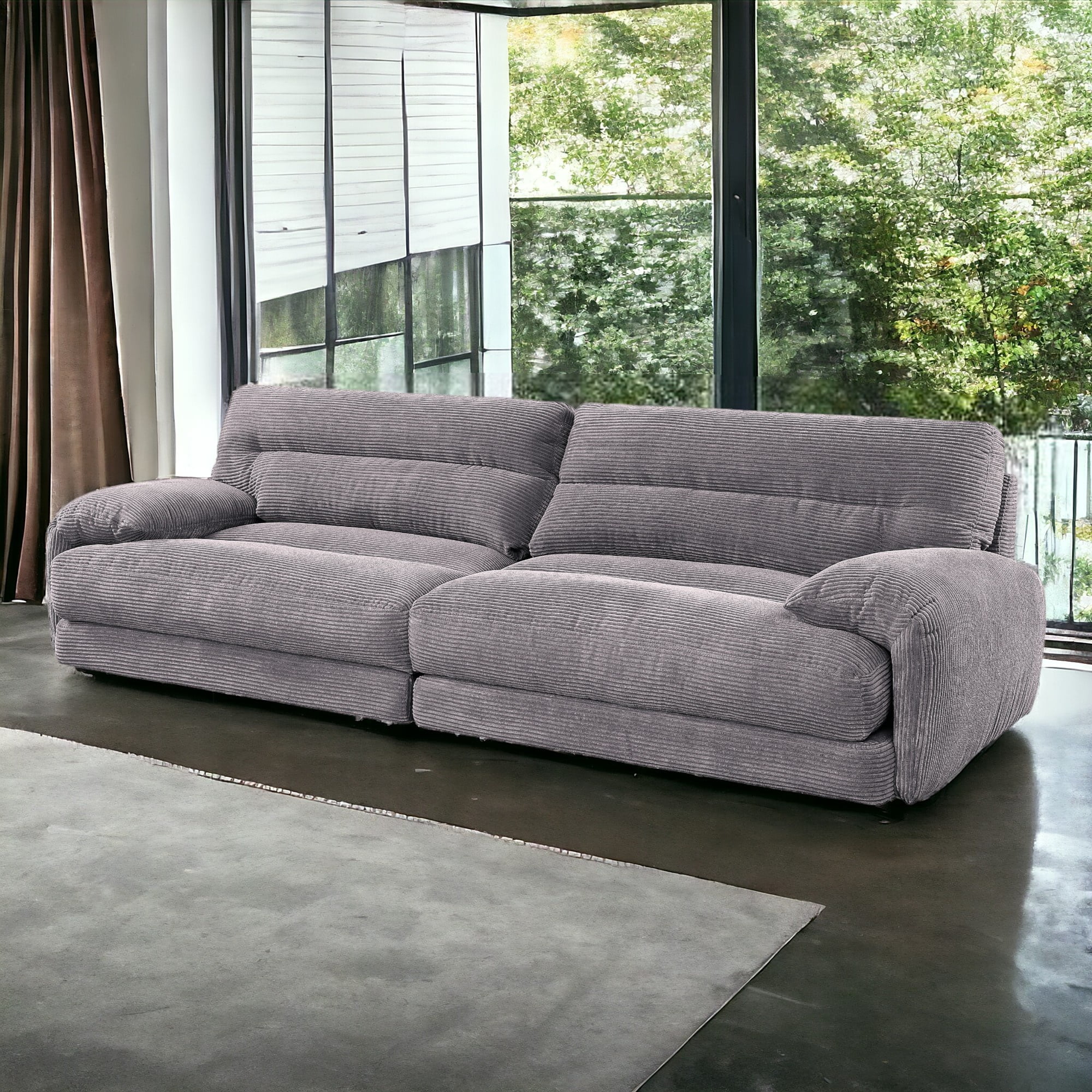 Gray Microfiber Two-Piece Tufted Loveseat with Rolled Arms