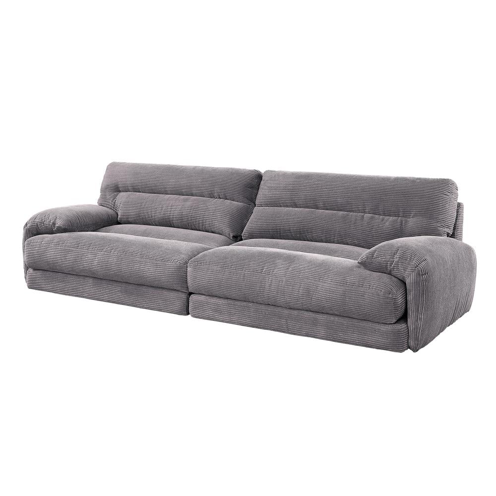 Gray Microfiber Two-Piece Tufted Loveseat with Rolled Arms