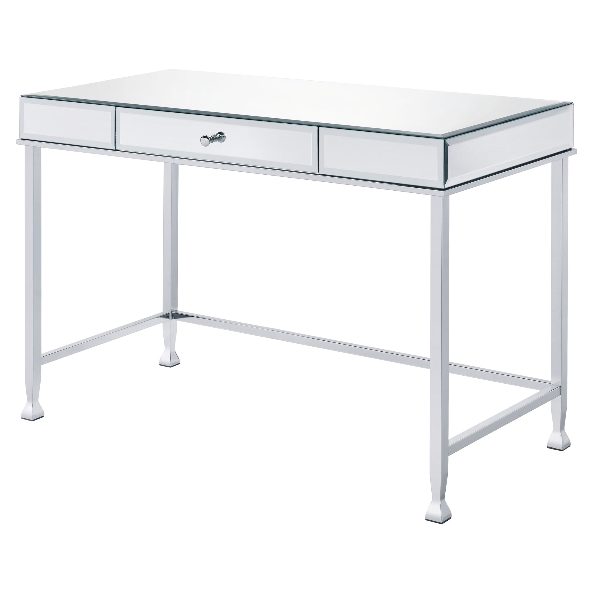 Mirrored Chrome Finish Writing Desk with Drawer