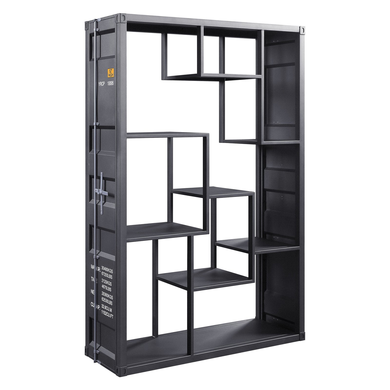 75" Gunmetal Industrial Metal Cube Bookshelf