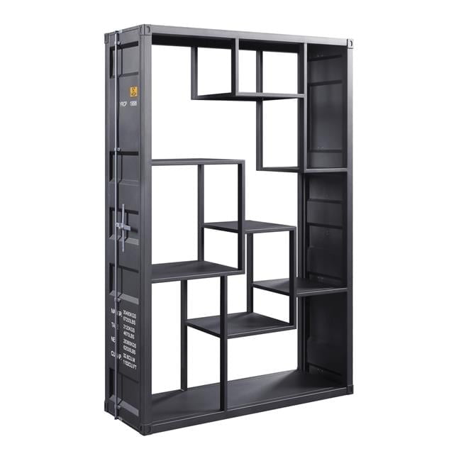 75" Gunmetal Industrial Metal Cube Bookshelf