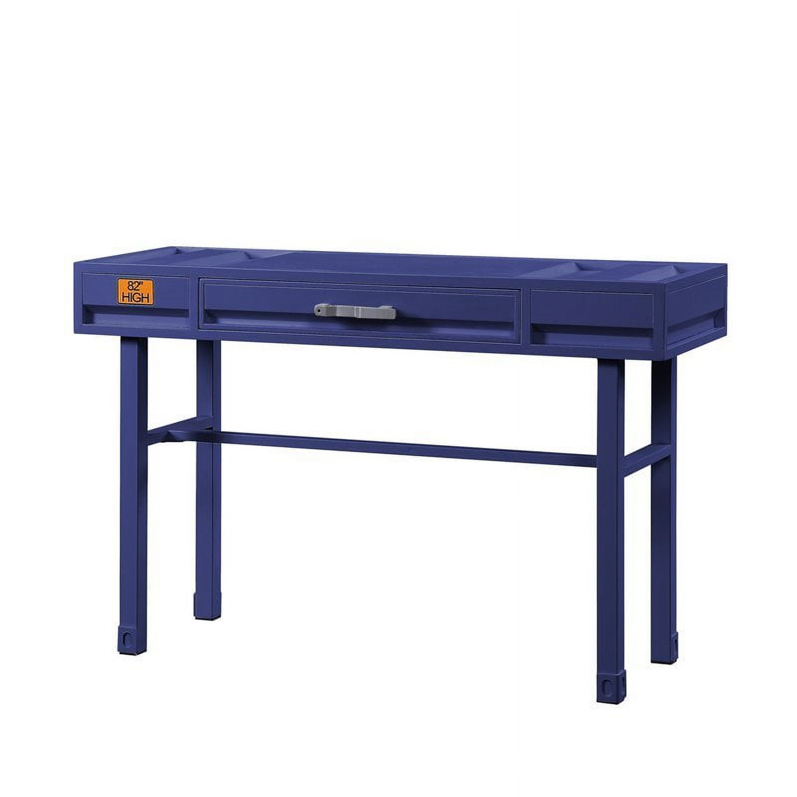 Cargo Blue Metal & Wood Vanity Desk with Storage Drawer