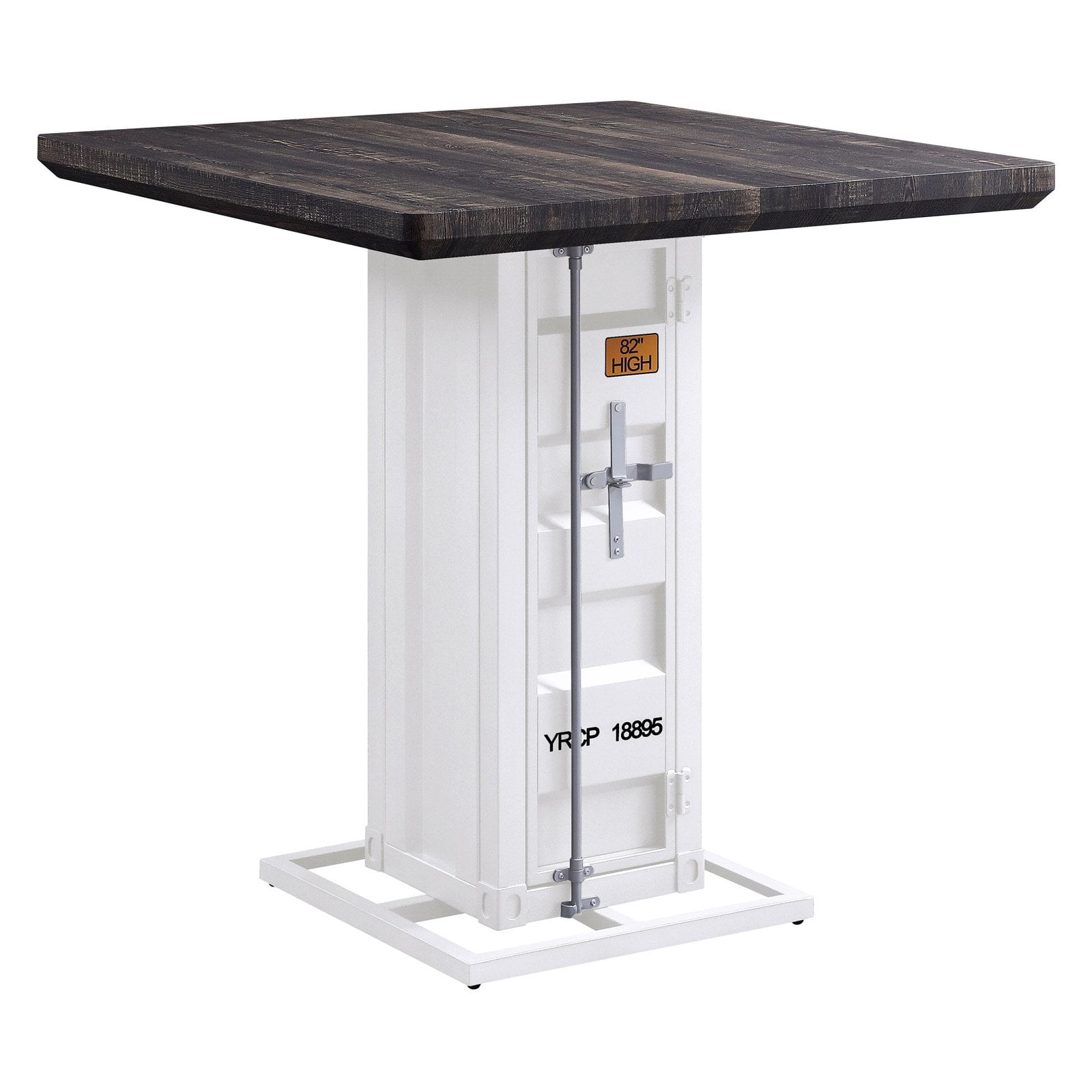 Antique Walnut & White Square Storage Counter Table