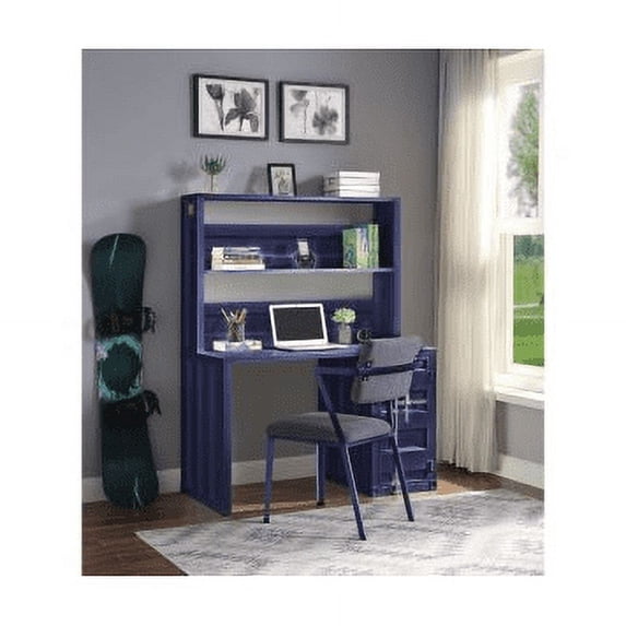 ACME Cargo Metal Frame Desk and Hutch with Storage Base in Blue